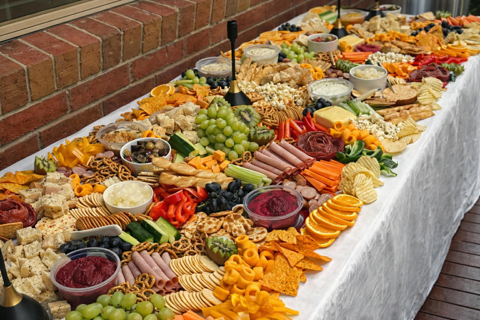 Long outdoor event grazing table